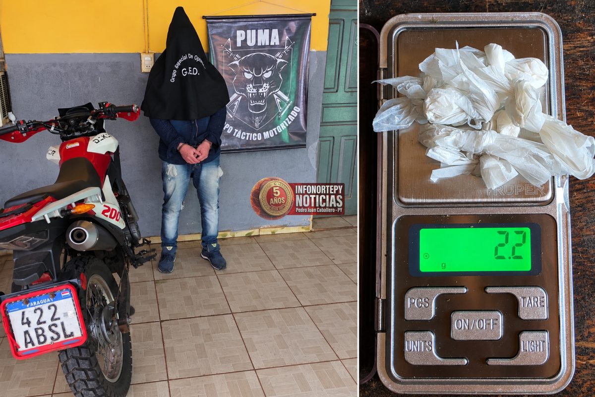 PUMA aprehende a hombre con supuesta cocaína e incauta motocicleta en Pedro Juan