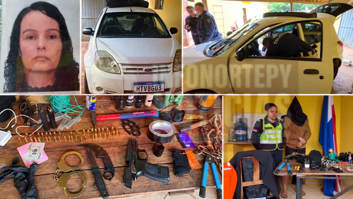 Cae brasileña con pistola 9 mm, pasamontañas, esposas y otros elementos cerca de un shopping en Pedro Juan