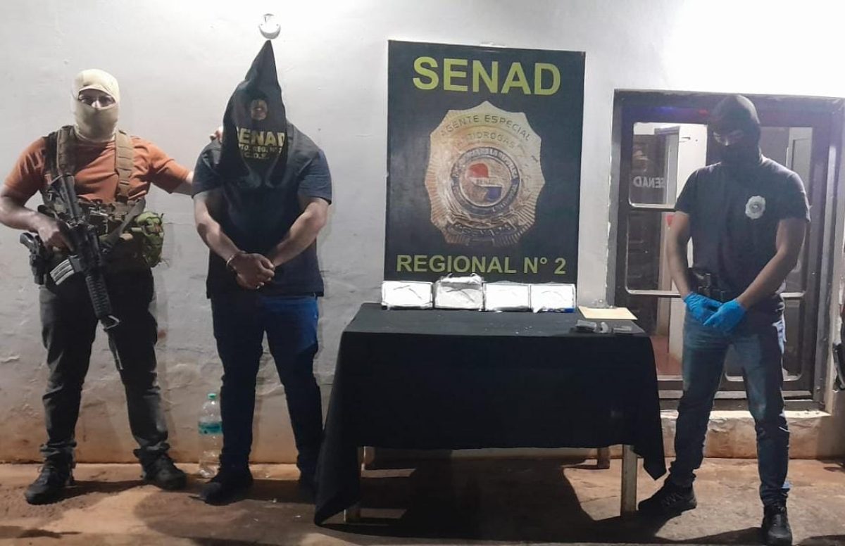 Supuesto “pasero” cae con más de 4 kilos de cocaína que iban al mercado brasileño