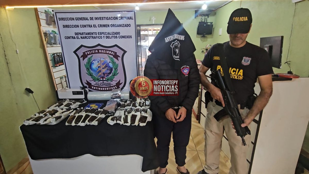 Policía incauta más de 5 kilos de marihuana tipo cera y detiene a un hombre en Pedro Juan