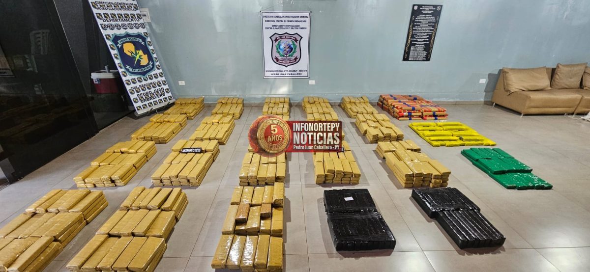 Incautan 793 kilos de marihuana prensada durante allanamiento en Pedro Juan