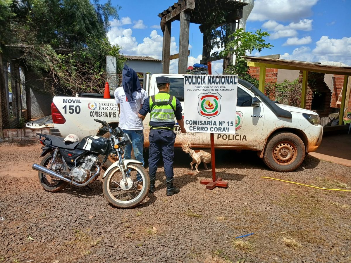 Recuperan motocicleta hurtada en Pedro Juan  y aprehenden a joven de 23 años
