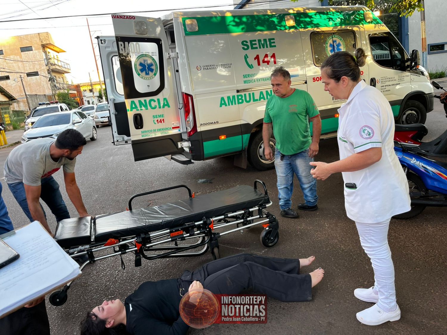 Motociclista herida y menor aprehendido tras accidente en Pedro Juan
